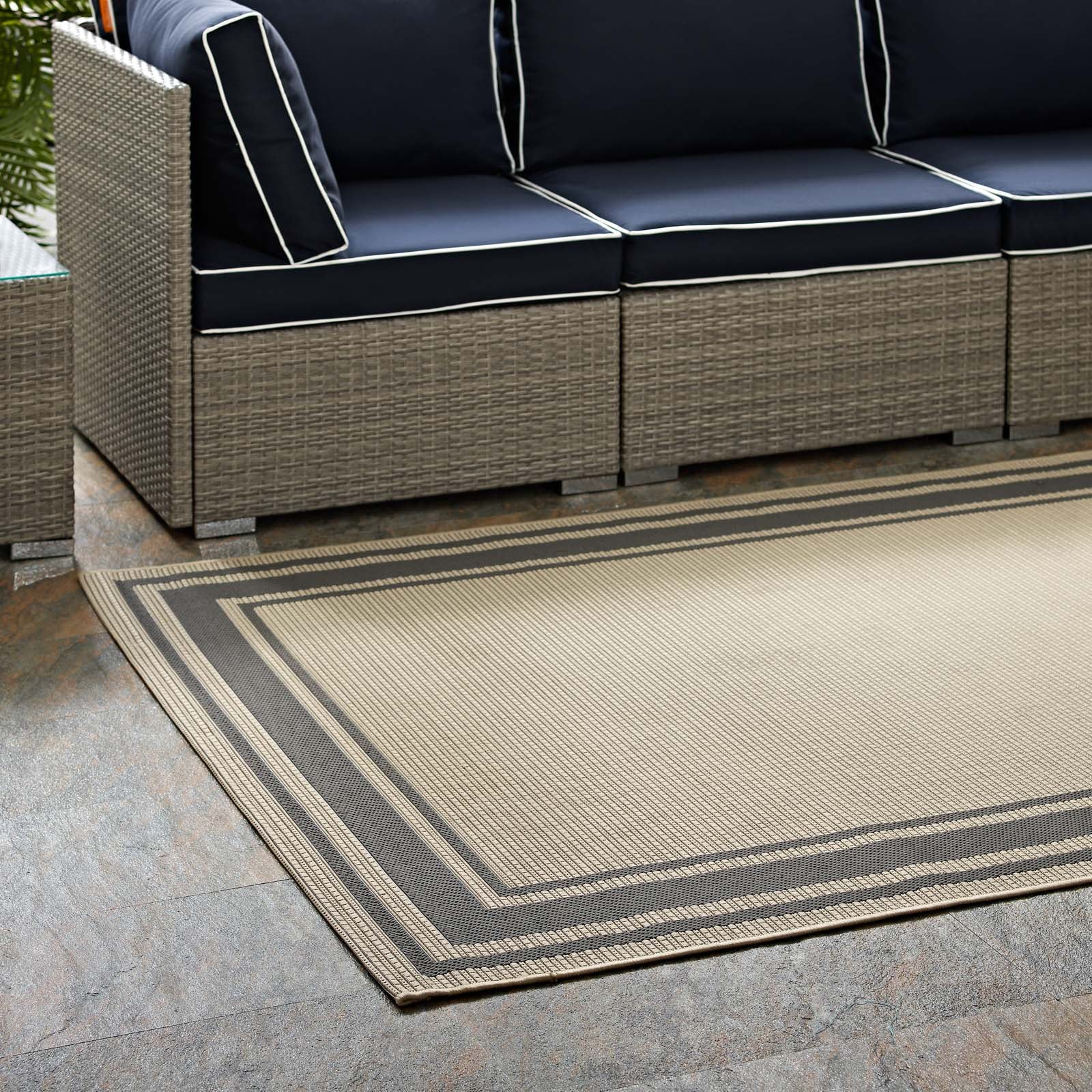Rim Solid Border Indoor and Outdoor 8x10 Area Rug by Modway