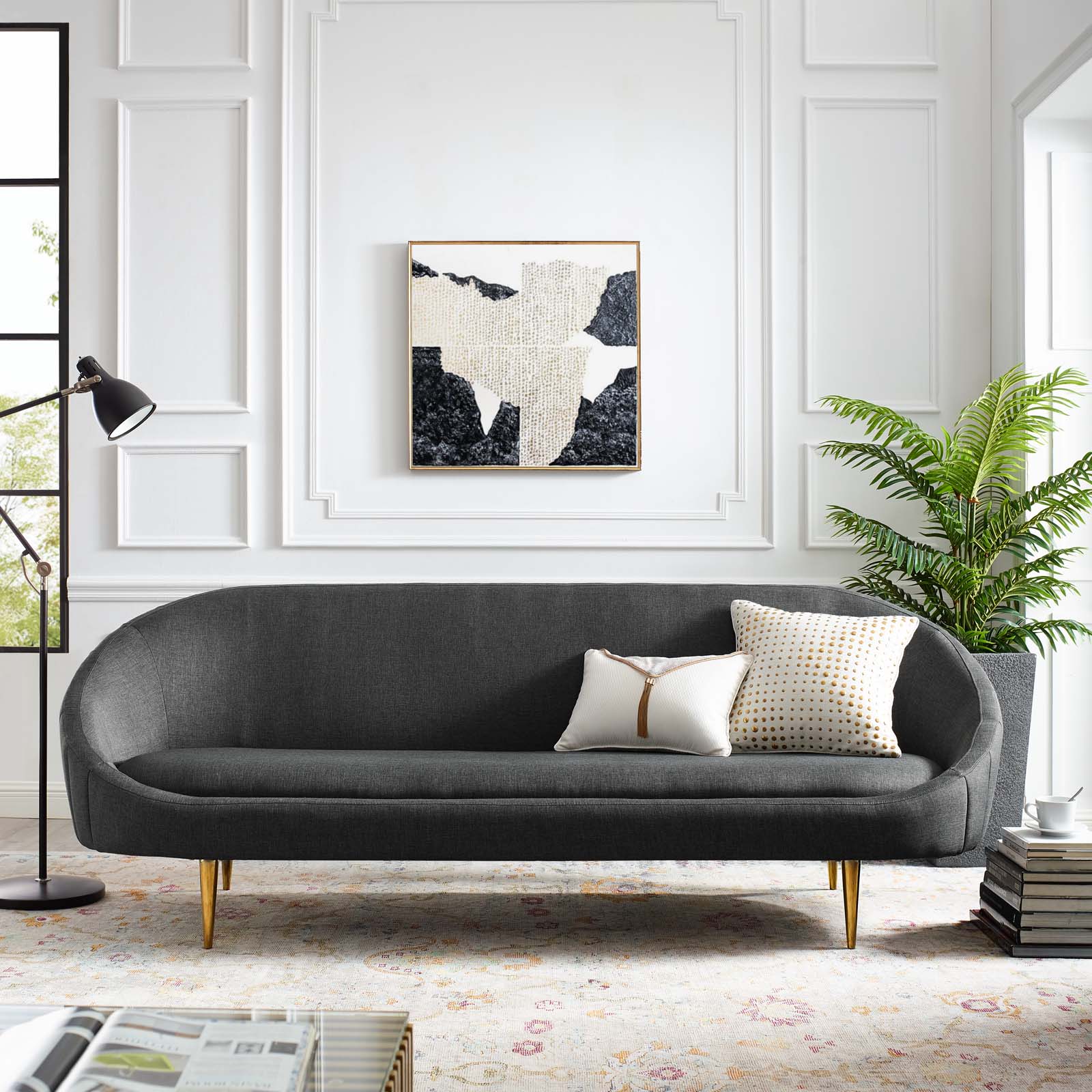 Sublime Vertical Curve Back Fabric Sofa by Modway