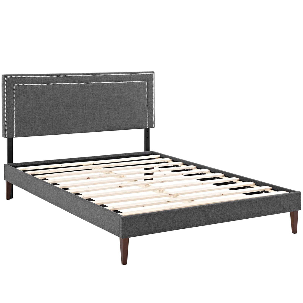 Virginia Fabric Queen Platform Bed with Squared Tapered Legs by Modway