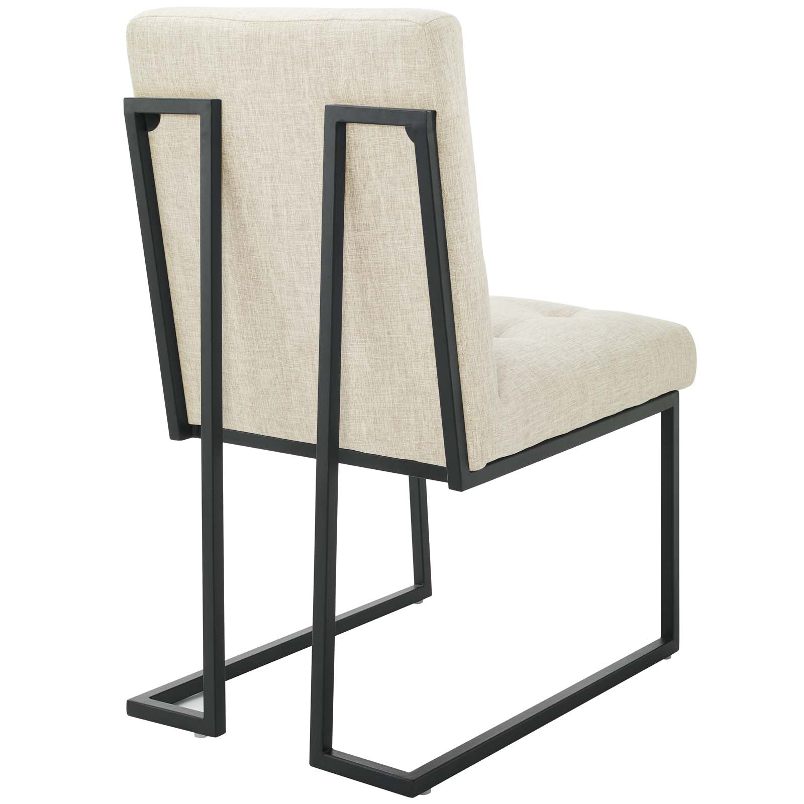Privy Black Stainless Steel Upholstered Fabric Dining Chair Set of 2 by Modway
