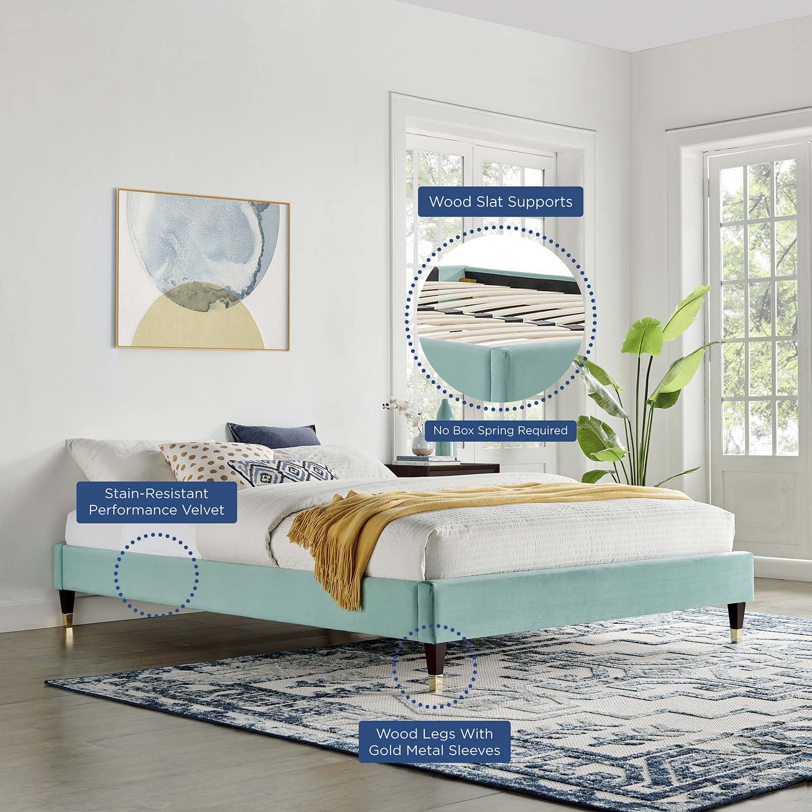 Harlow Performance Velvet Full Platform Bed Frame by Modway