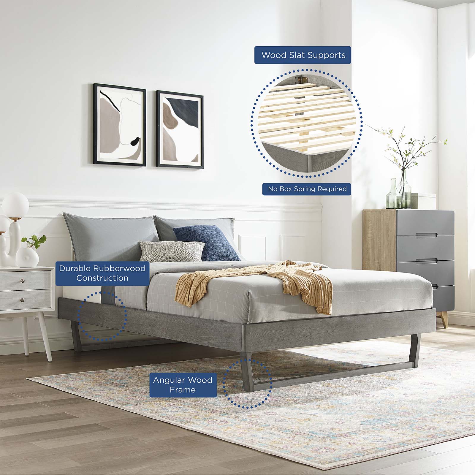 Billie Wood Queen Platform Bed Frame by Modway