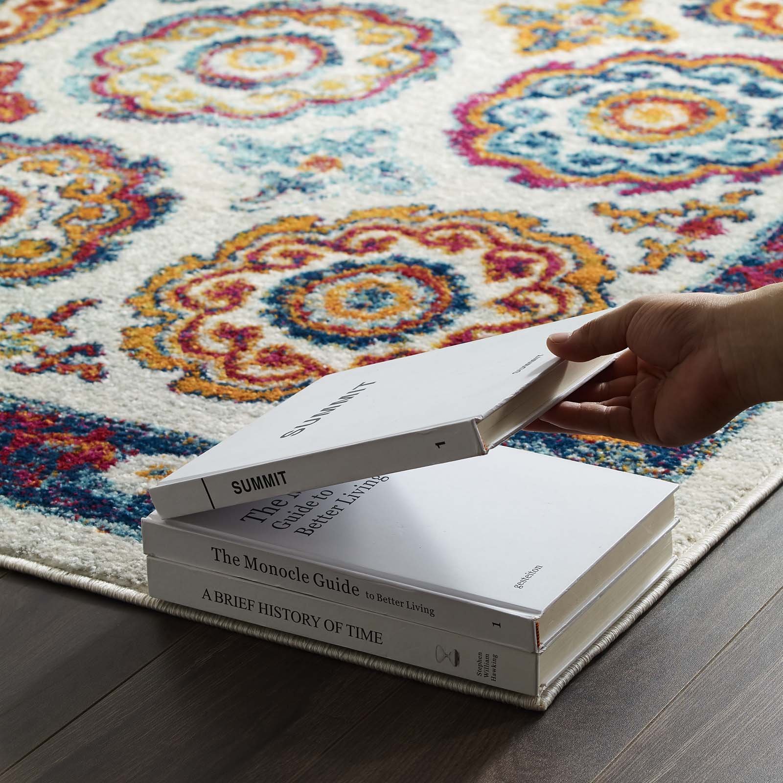 Entourage Odile Distressed Floral Moroccan Trellis 8x10 Area Rug by Modway