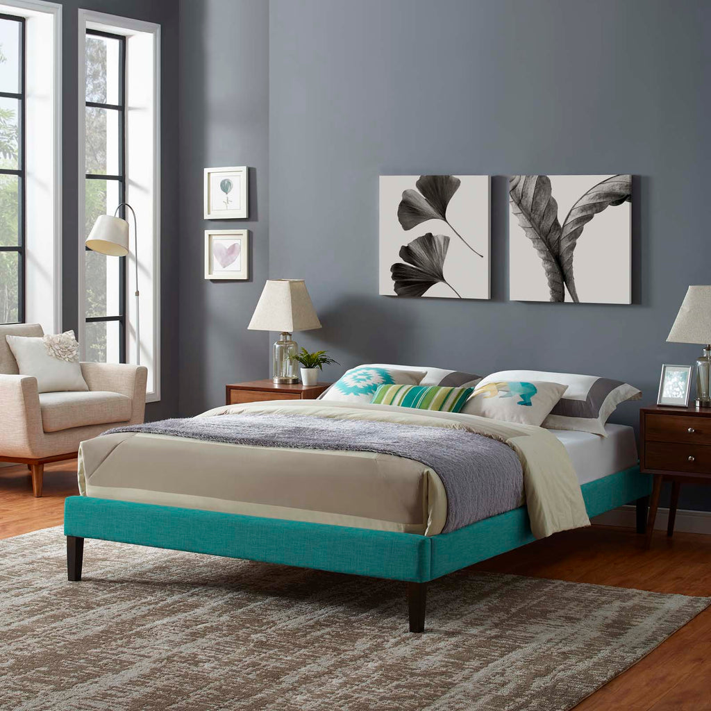 Tessie Fabric Queen Bed Frame with Squared Tapered Legs by Modway