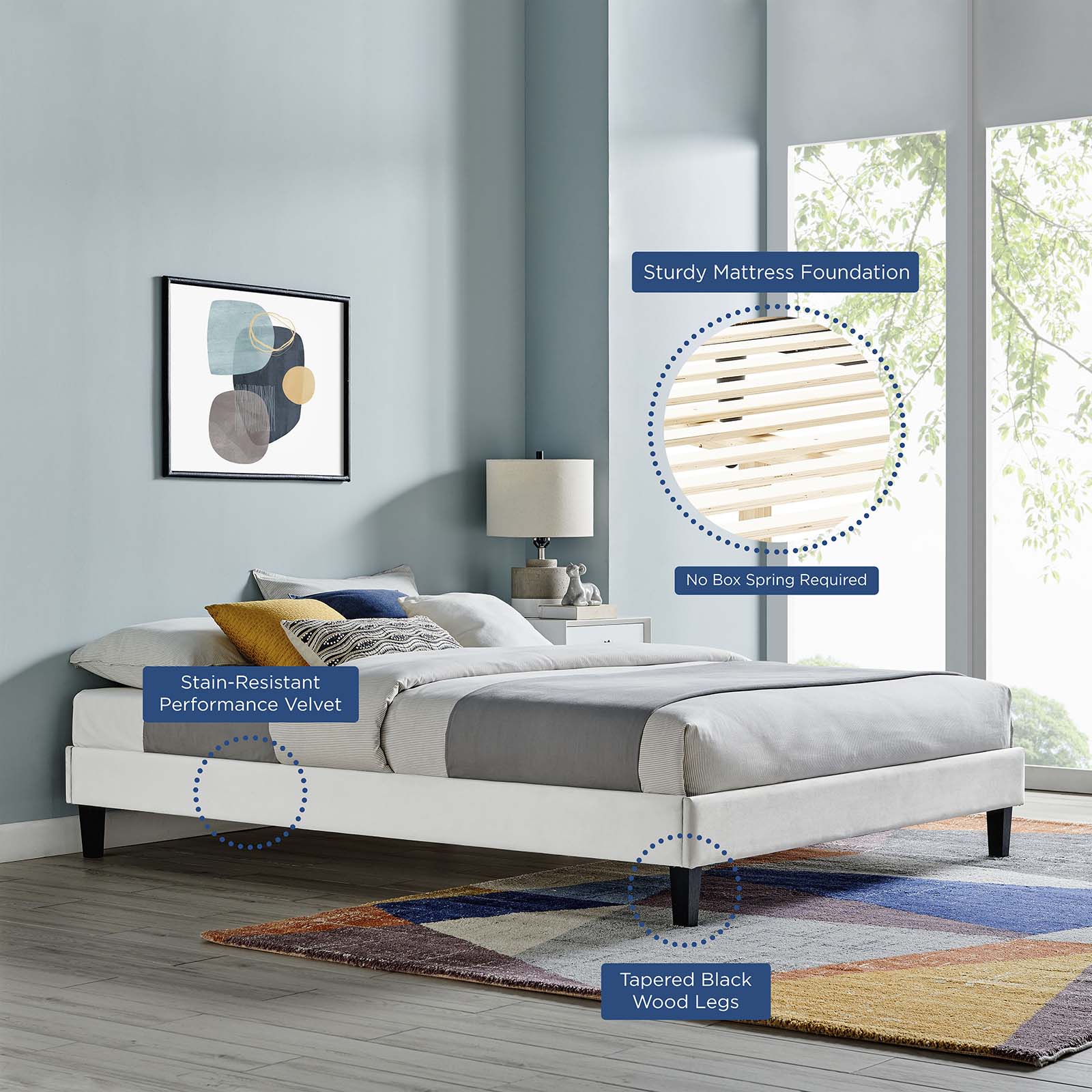 Reign Performance Velvet Full Platform Bed Frame by Modway