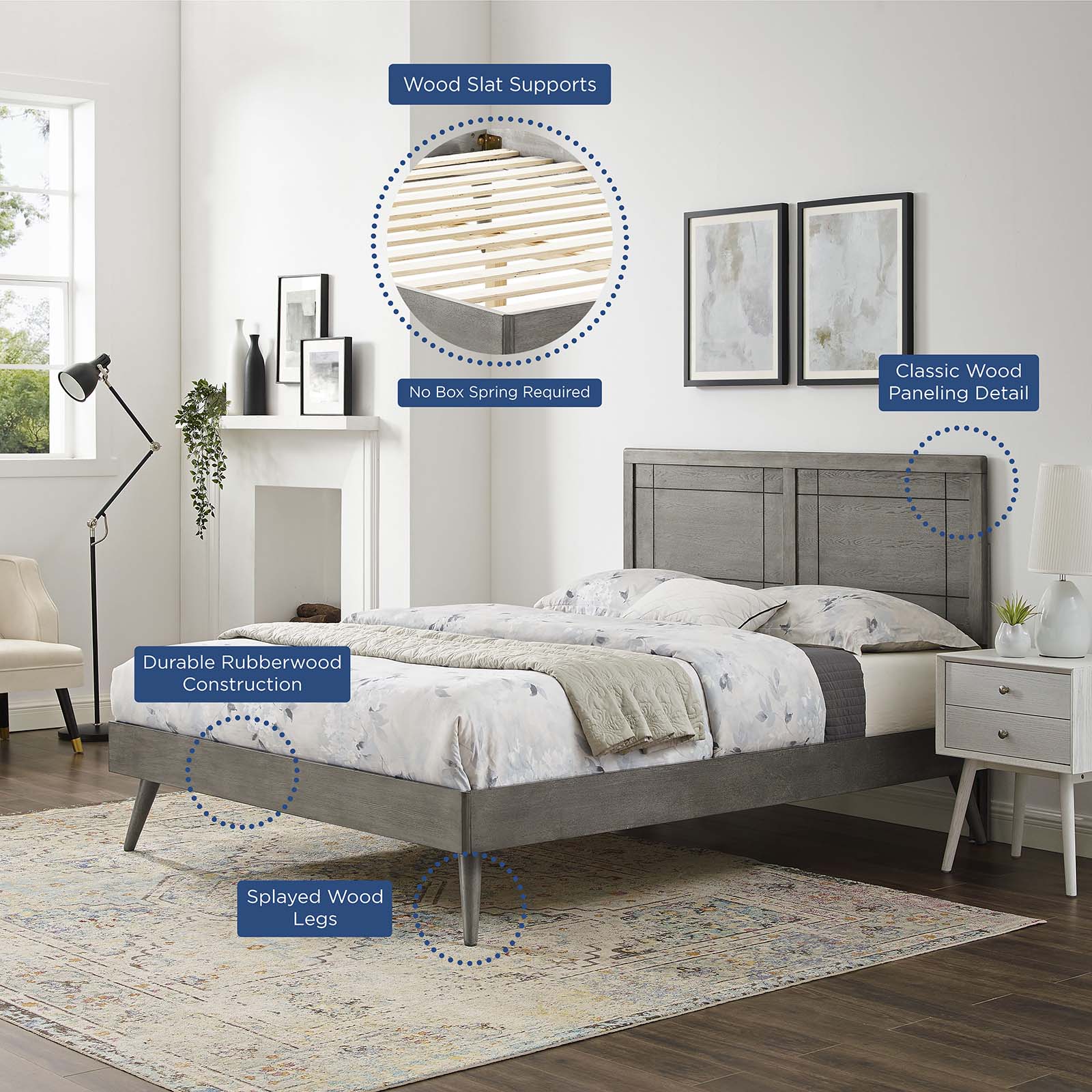 Marlee Wood Twin Platform Bed With Splayed Legs by Modway