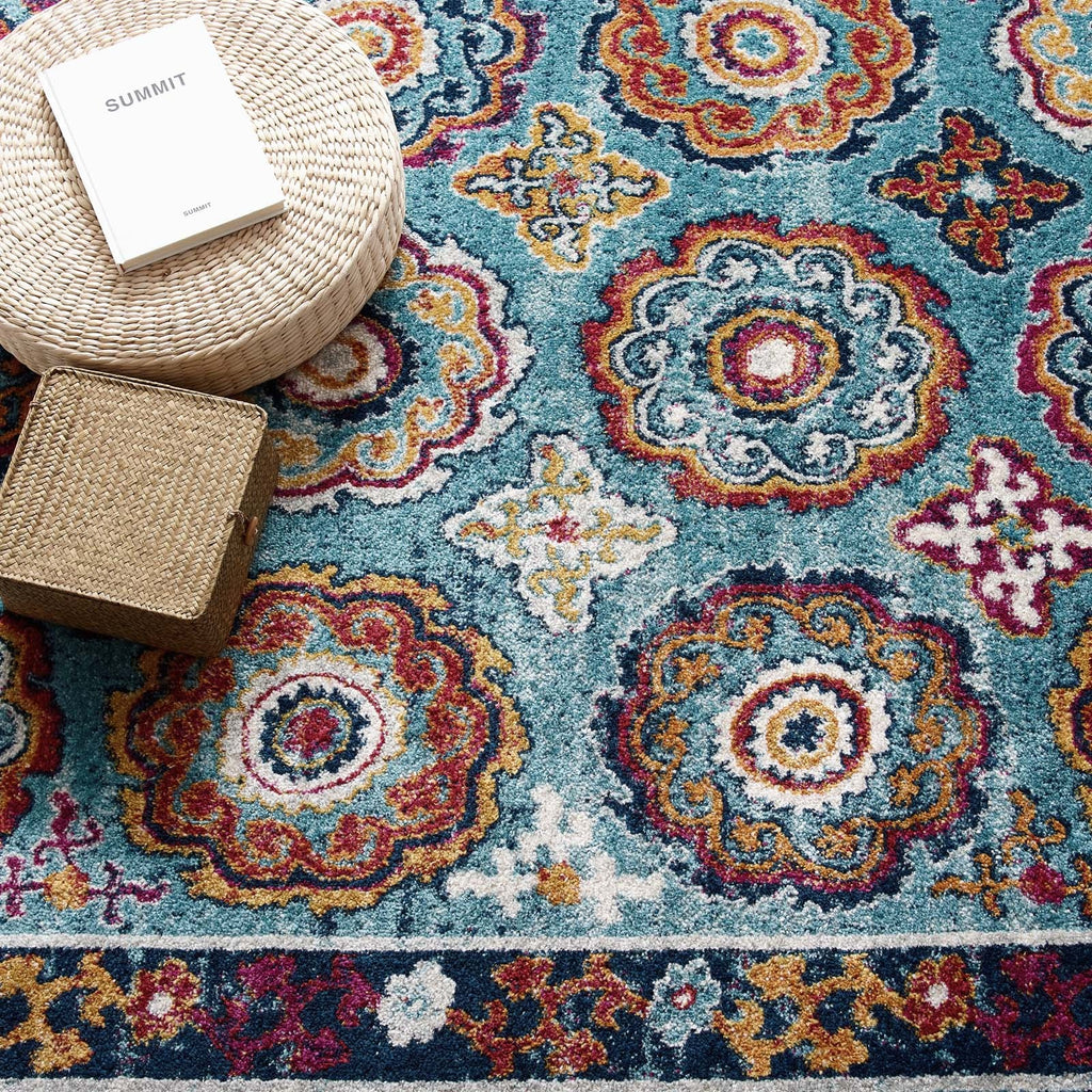 Entourage Odile Distressed Floral Moroccan Trellis 5x8 Area Rug by Modway