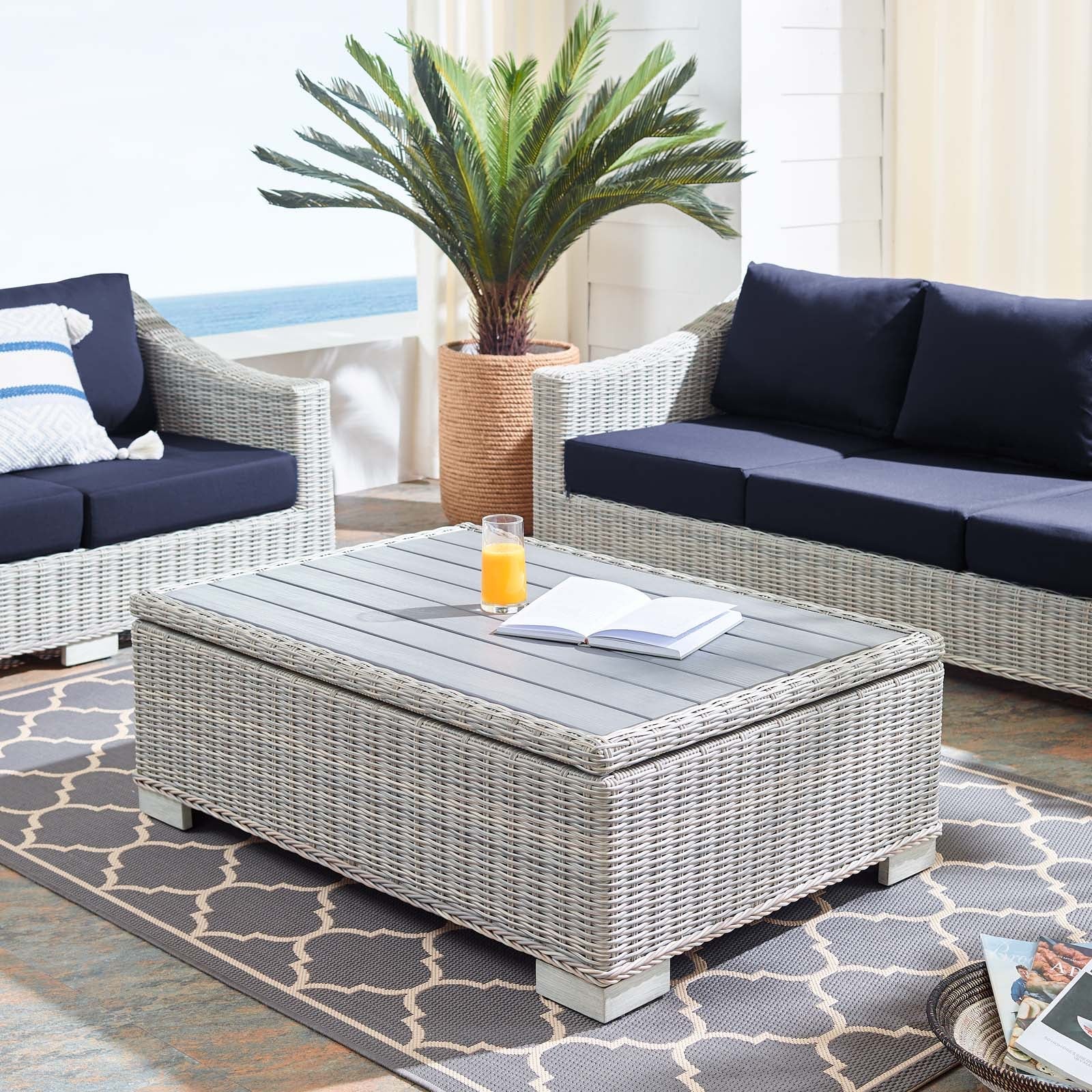 Conway 45" Outdoor Patio Wicker Rattan Coffee Table by Modway
