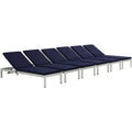 Shore Outdoor Patio Aluminum Chaise with Cushions Set of 6 by Modway