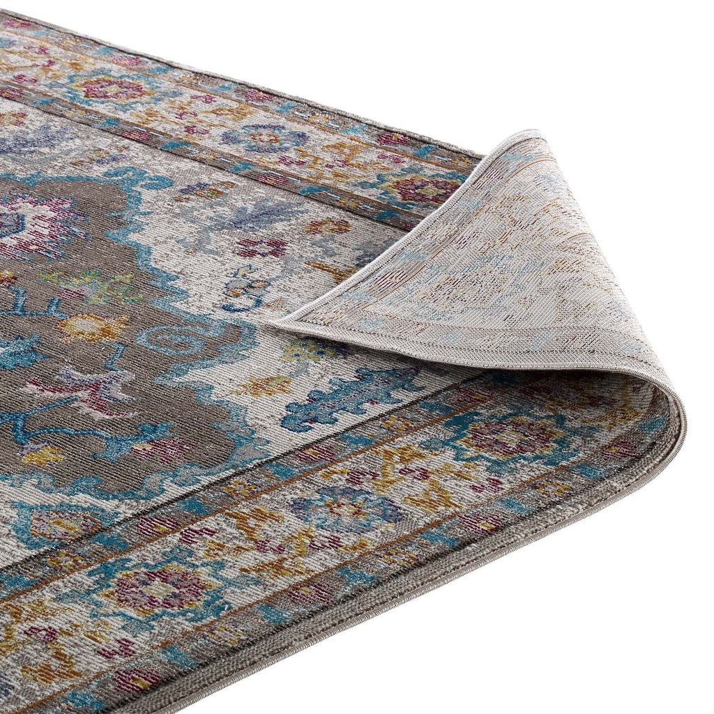 Success Anisah Distressed Floral Vintage Medallion 5x8 Area Rug by Modway