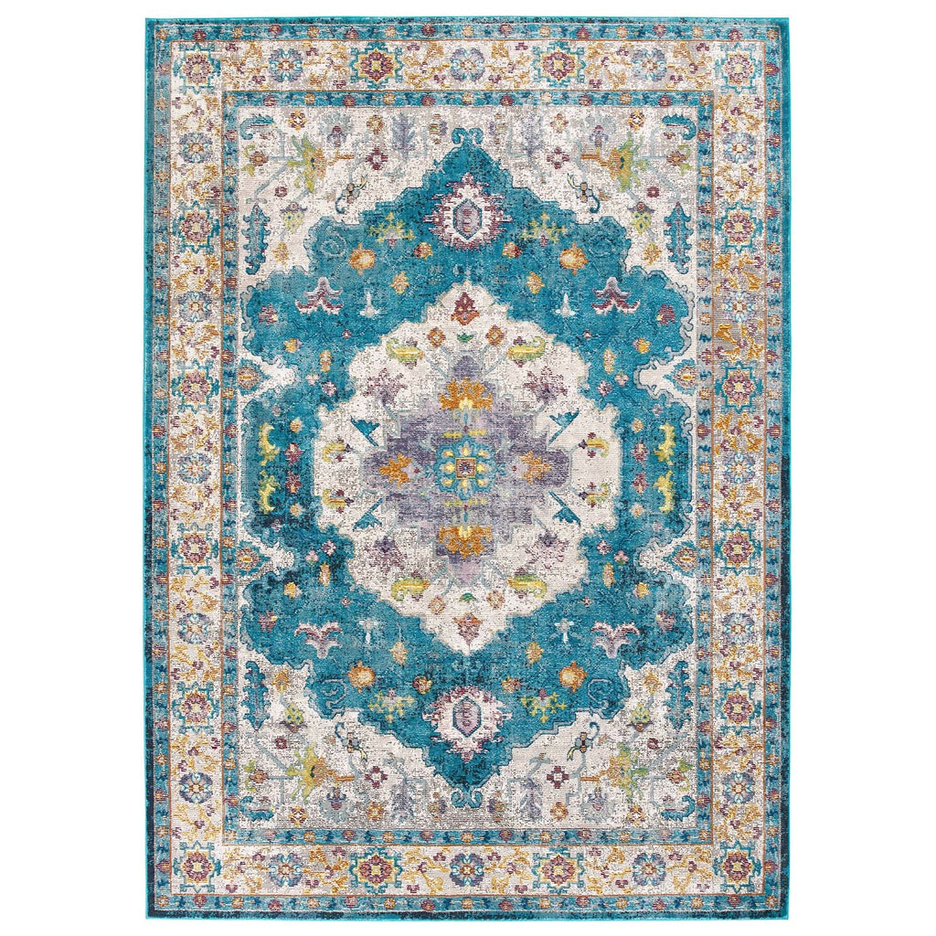 Success Anisah Distressed Floral Vintage Medallion 8x10 Area Rug by Modway