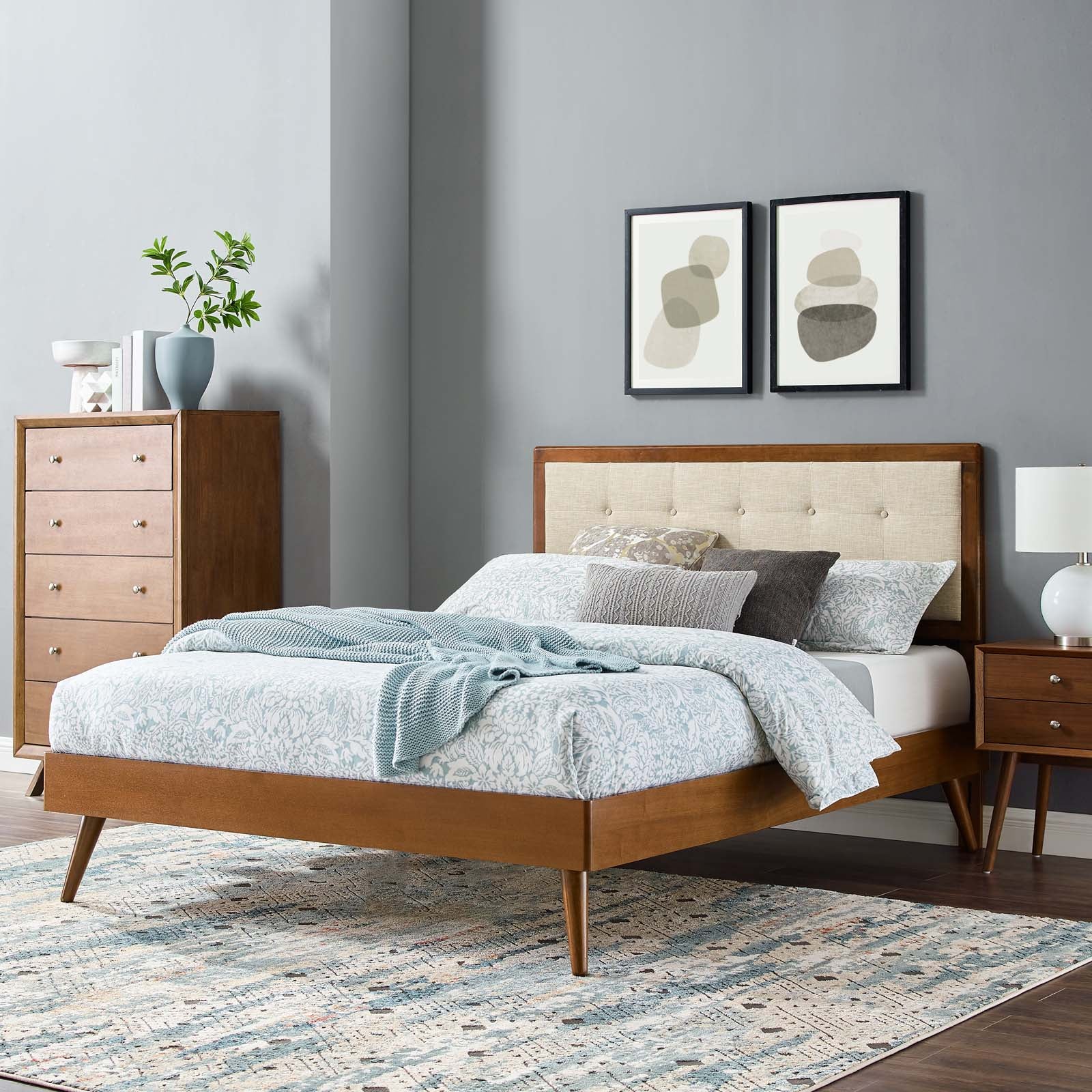 Willow Wood King Platform Bed With Splayed Legs by Modway