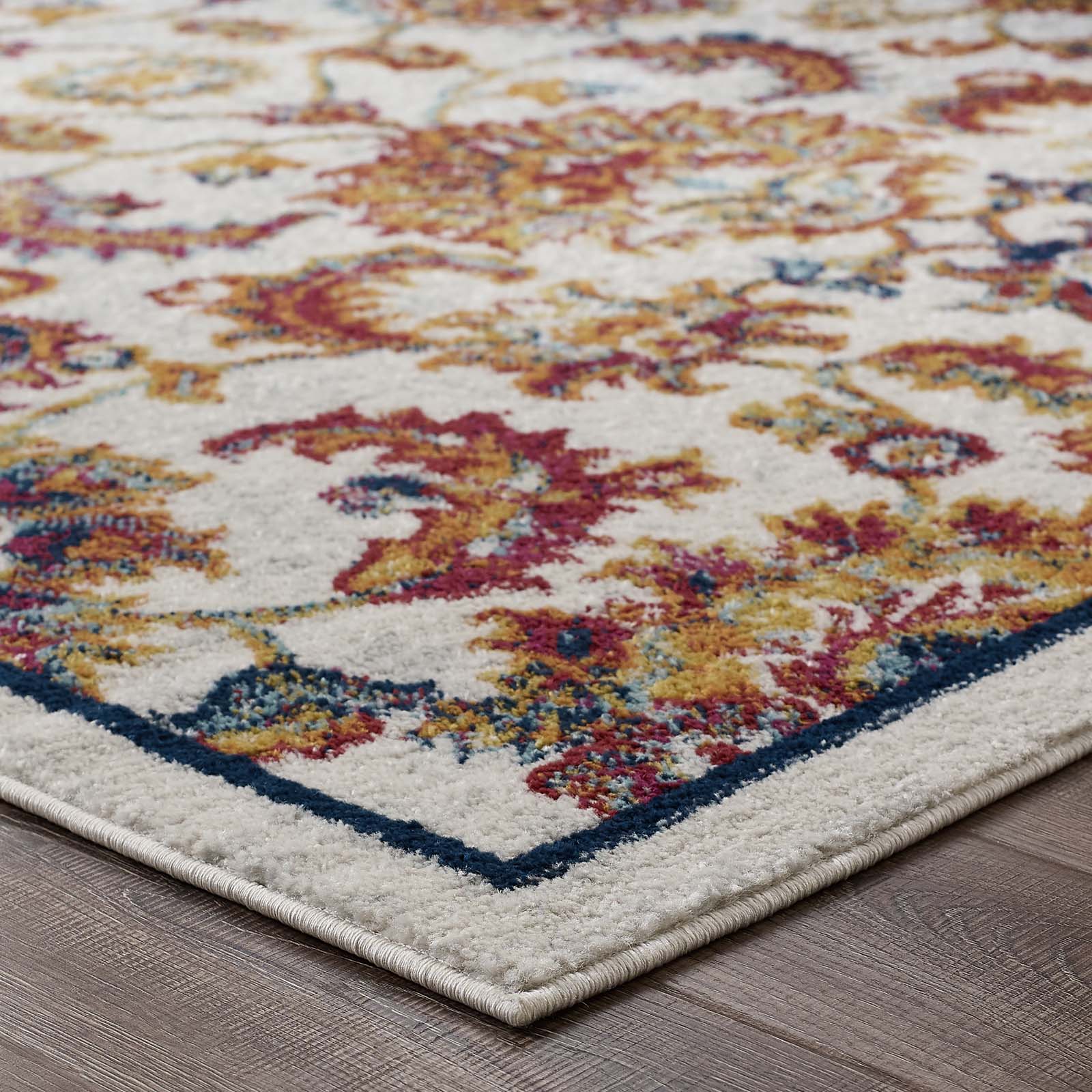Entourage Azami Distressed Vintage Floral Lattice 8x10 Area Rug by Modway