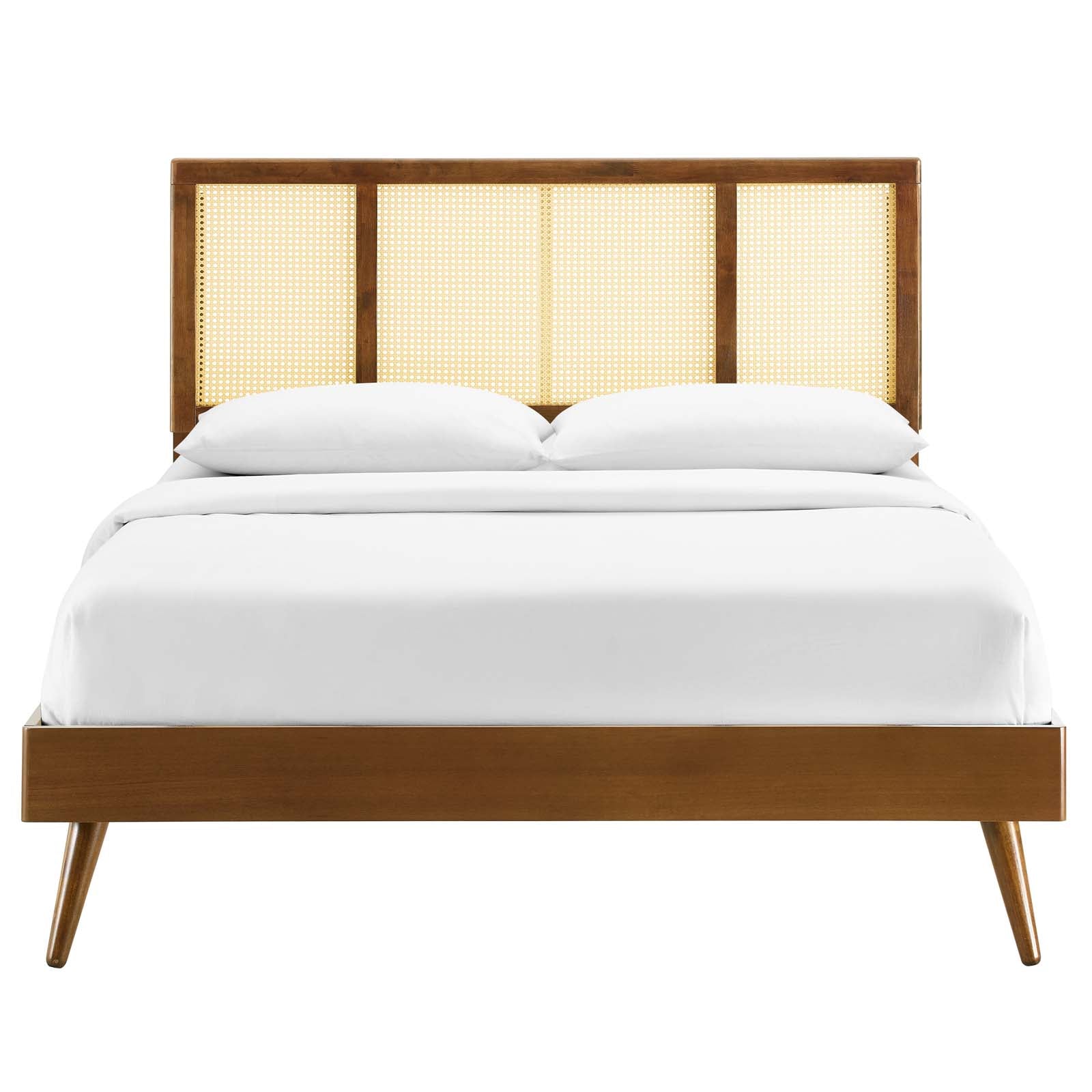 Kelsea Cane and Wood Full Platform Bed With Splayed Legs by Modway