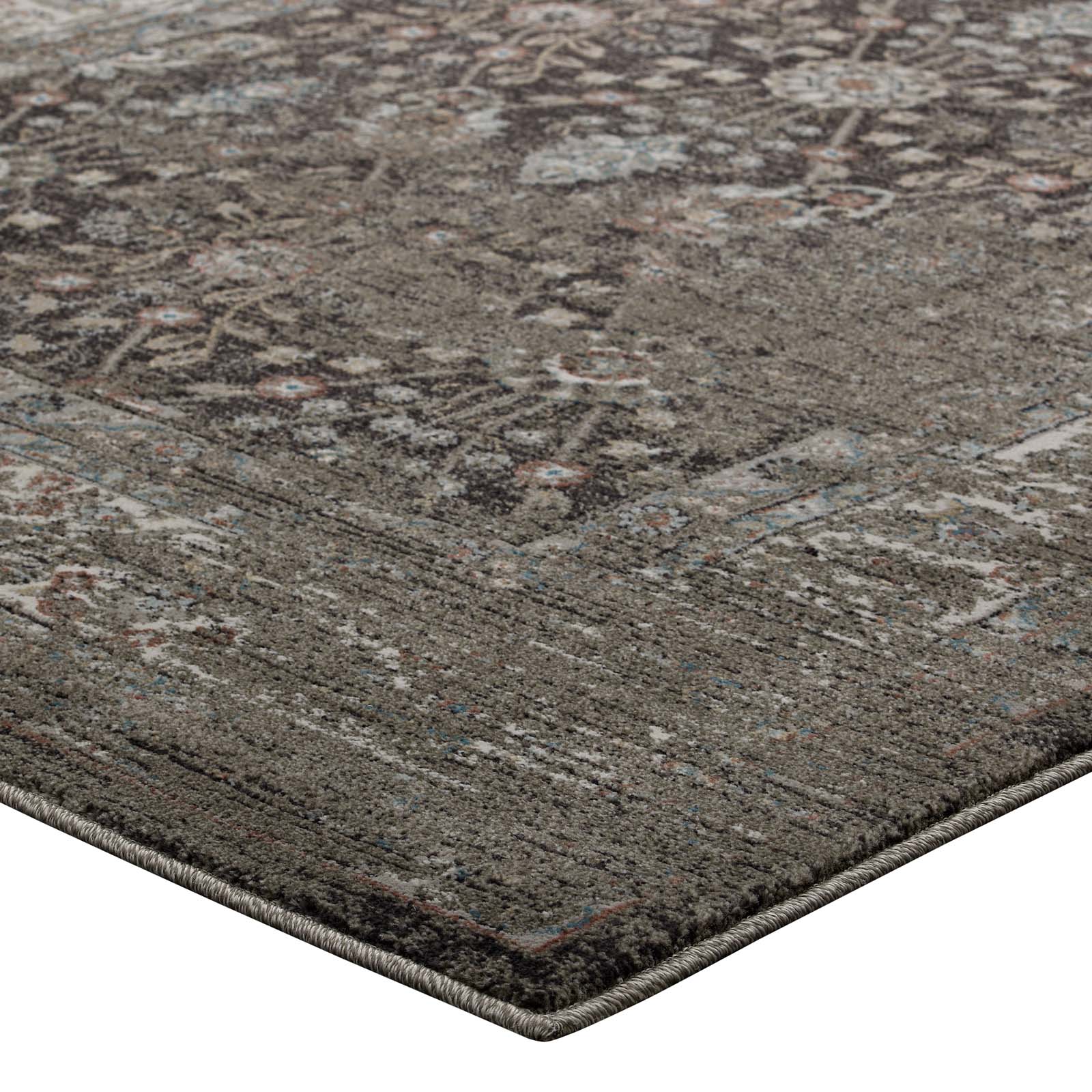 Berit Distressed Vintage Floral Lattice 5x8 Area Rug by Modway