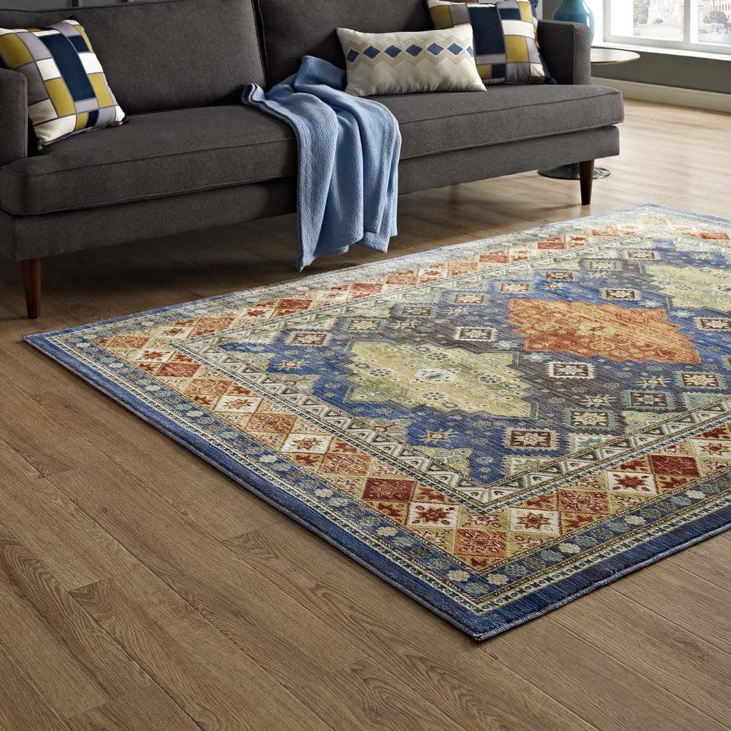 Atzi Distressed Southwestern Diamond Floral 4x6 Area Rug by Modway