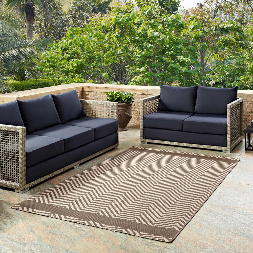 Optica Chevron With End Borders Indoor and Outdoor 8x10 Area Rug by Modway