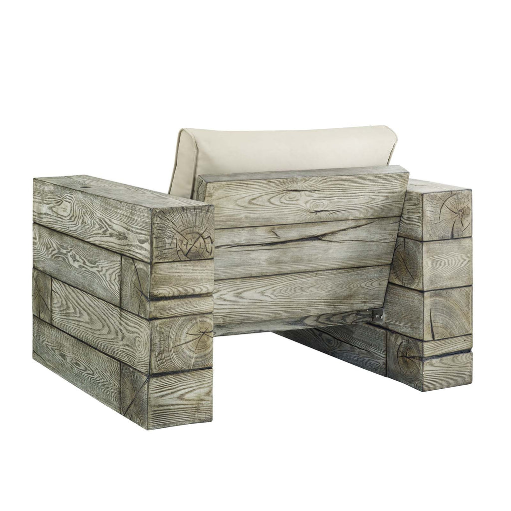 Manteo Rustic Coastal Outdoor Patio Sunbrella¨  Lounge Armchair