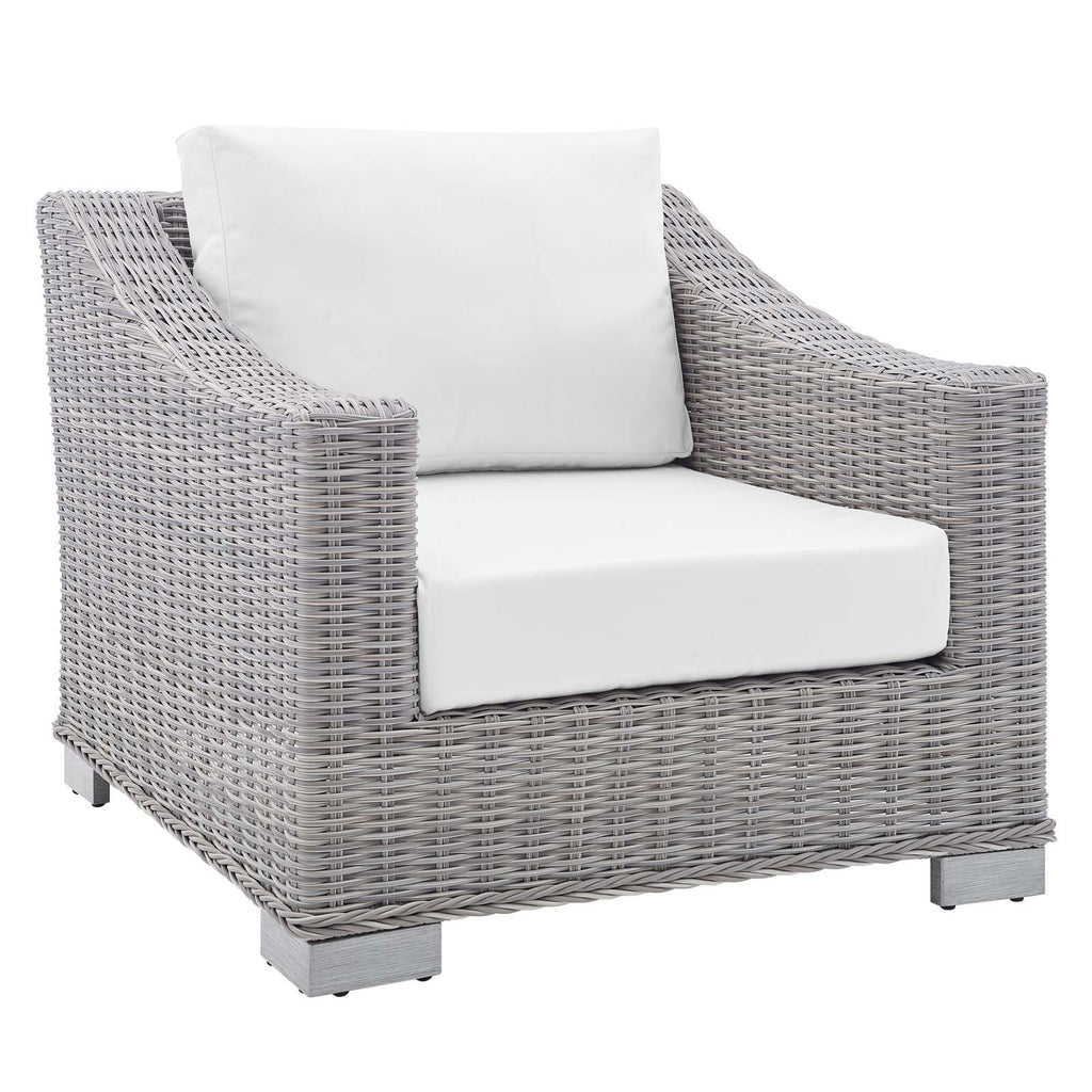Conway 2-Piece Sunbrella¨ Outdoor Patio Wicker Rattan Armchair and Ottoman Set by Modway