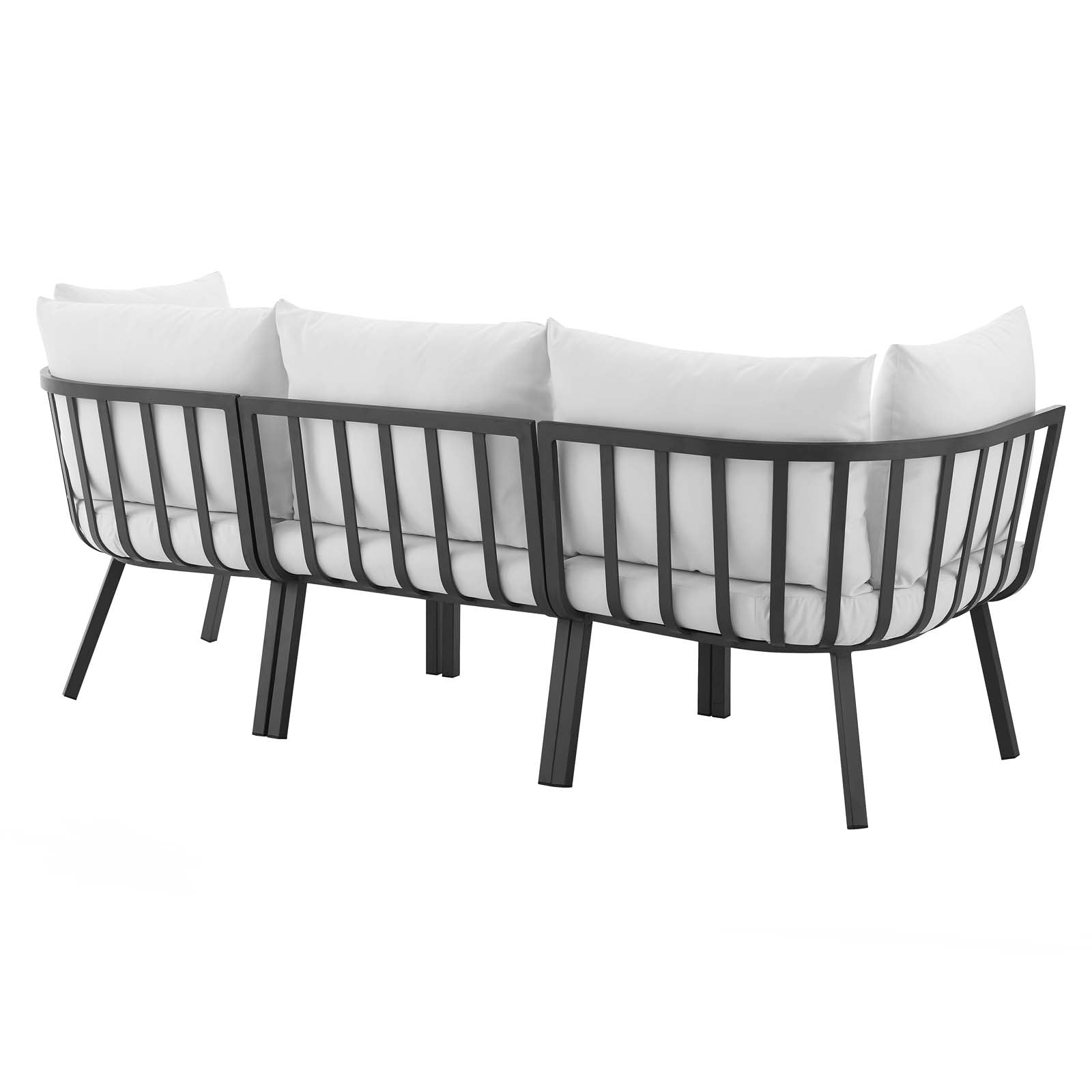 Riverside 3 Piece Outdoor Patio Aluminum Sectional Sofa Set by Modway