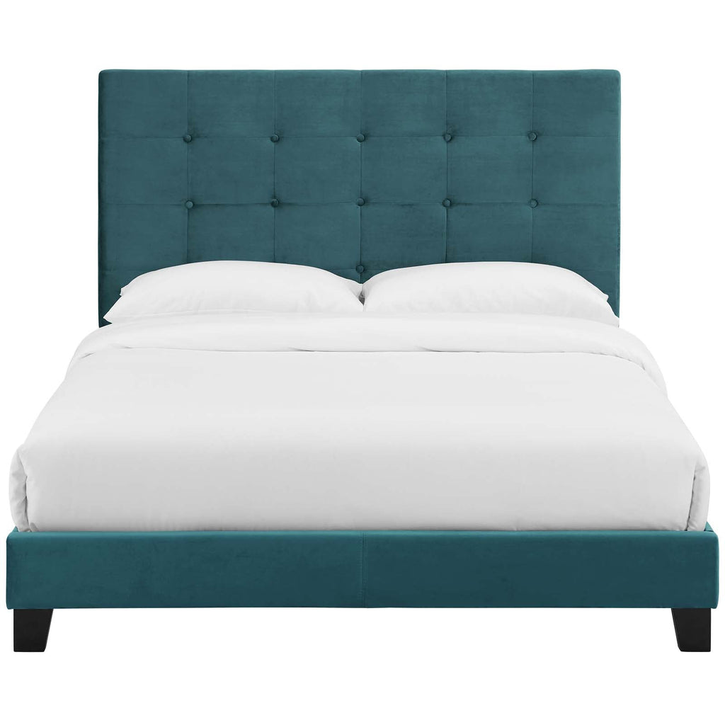Melanie Tufted Button Upholstered Performance Velvet King Platform Bed by Modway
