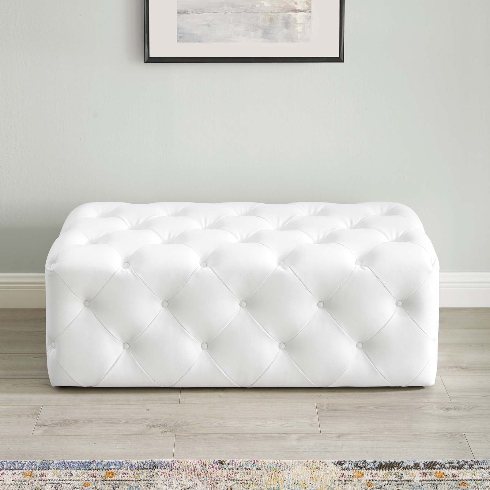Amour 48" Tufted Button Entryway Faux Leather Bench by Modway