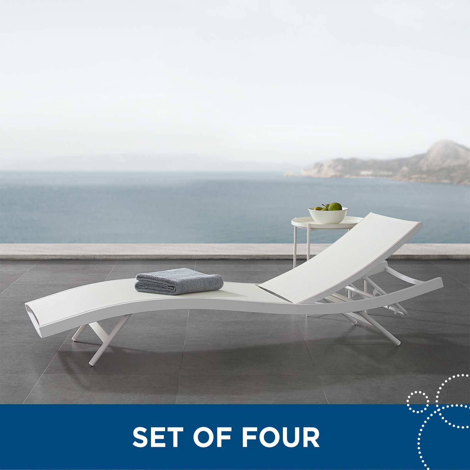 Glimpse Outdoor Patio Mesh Chaise Lounge Set of 4 by Modway