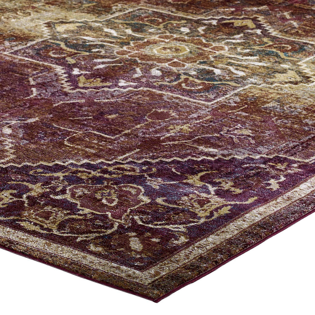 Success Kaede Transitional Distressed Vintage Floral Vintage Medallion 4x6 Area Rug by Modway