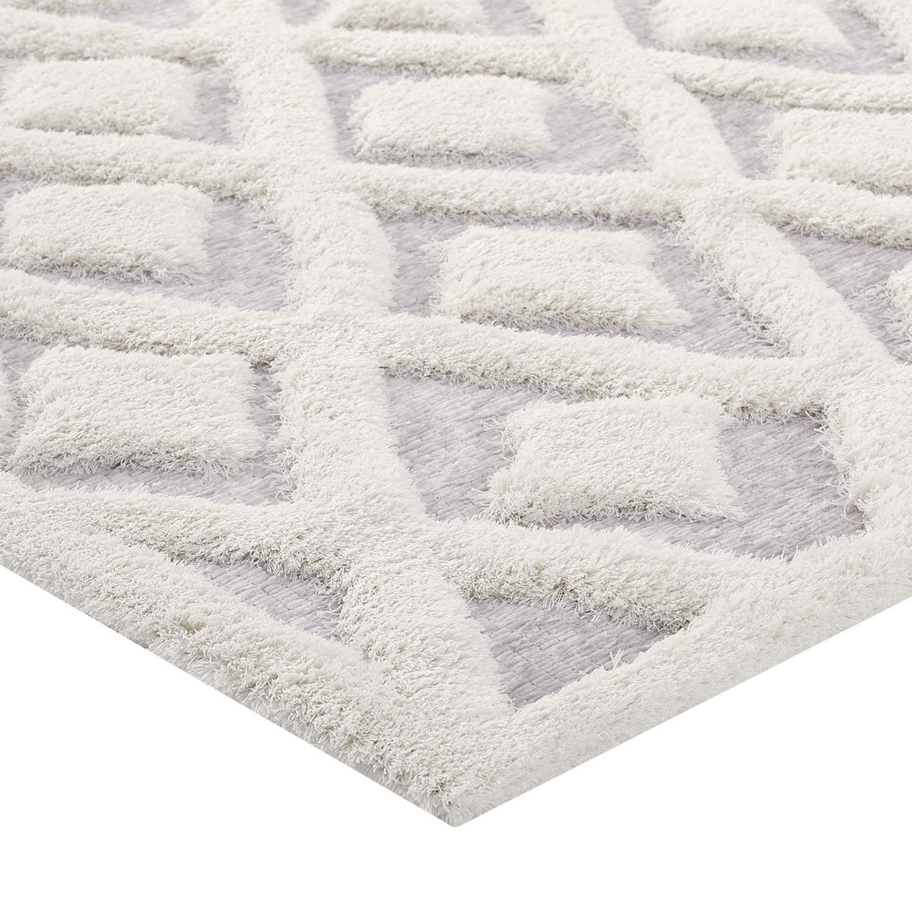Whimsical Morsel Abstract Diamond Lattice Shag 5x8 Area Rug by Modway