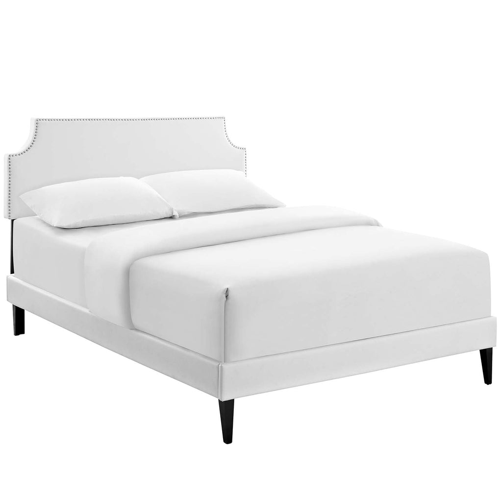 Corene Vinyl Queen Platform Bed with Squared Tapered Legs by Modway