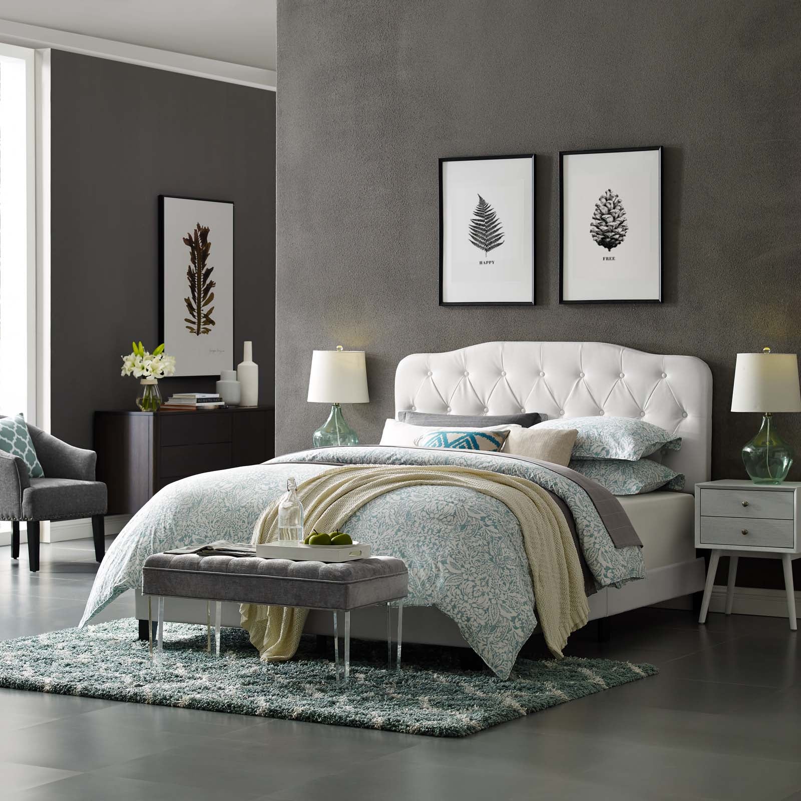 Amelia Faux Leather Queen Bed by Modway