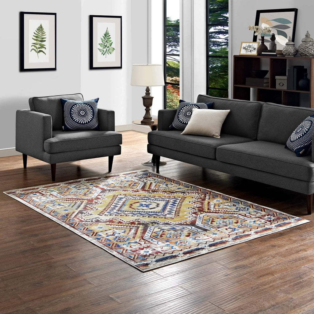 Florita Distressed Southwestern Aztec 4x6 Area Rug by Modway
