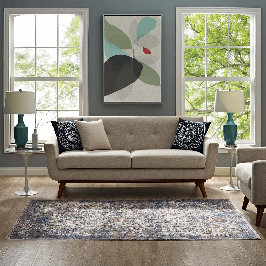 Minu Distressed Floral Lattice 8x10 Area Rug by Modway
