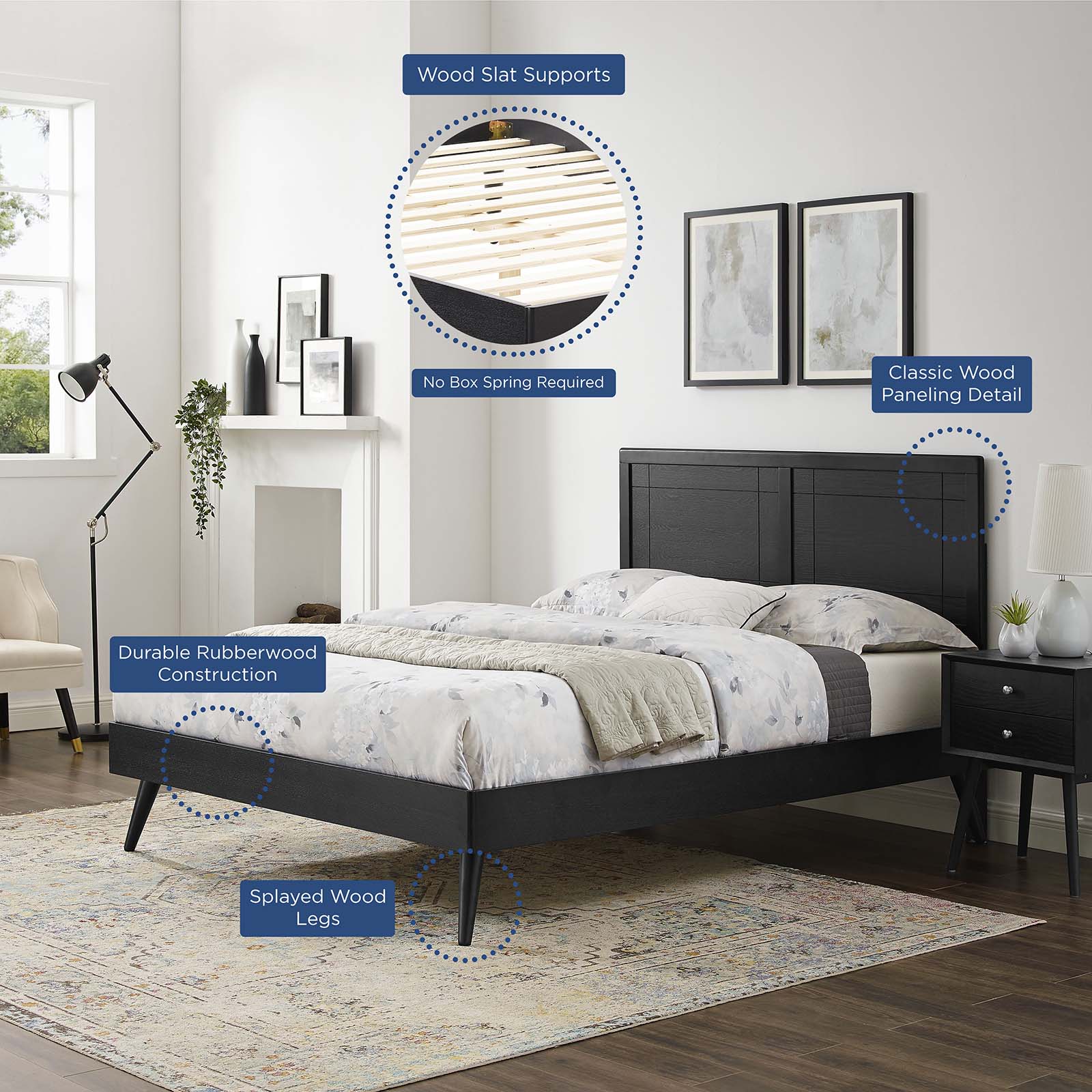 Marlee Wood Queen Platform Bed With Splayed Legs by Modway