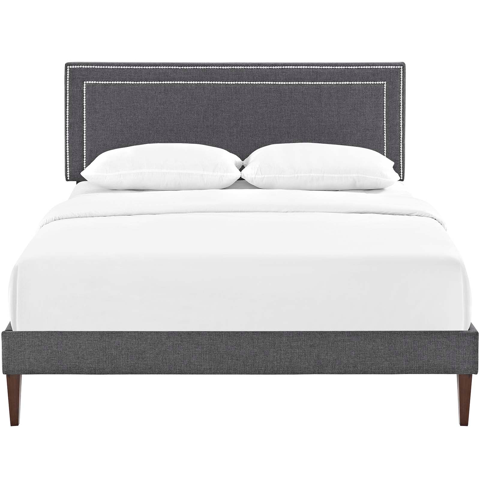 Virginia Fabric Queen Platform Bed with Squared Tapered Legs by Modway