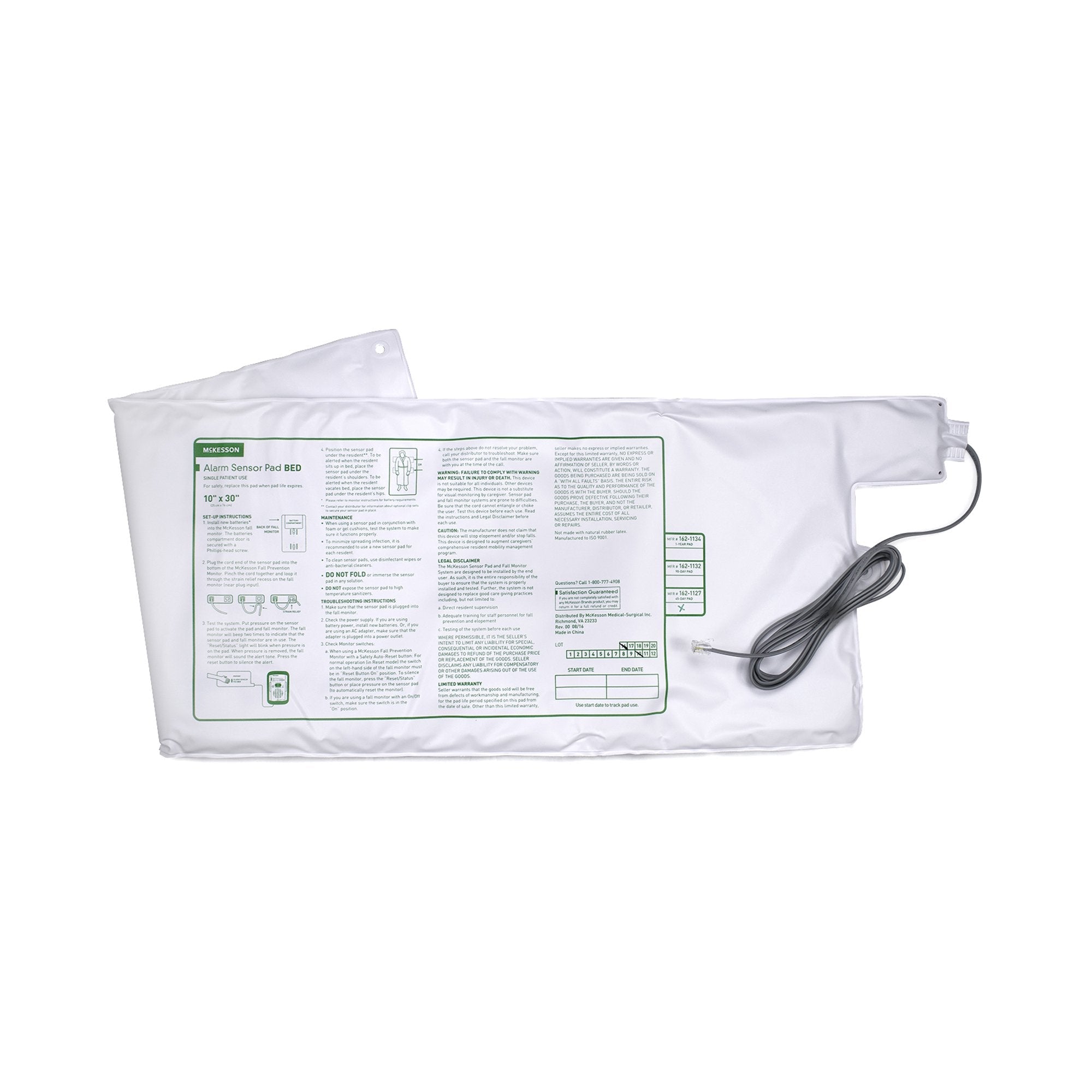 McKesson Bed Alarm Sensor Pad, 10 x 30 Inch 162-1127