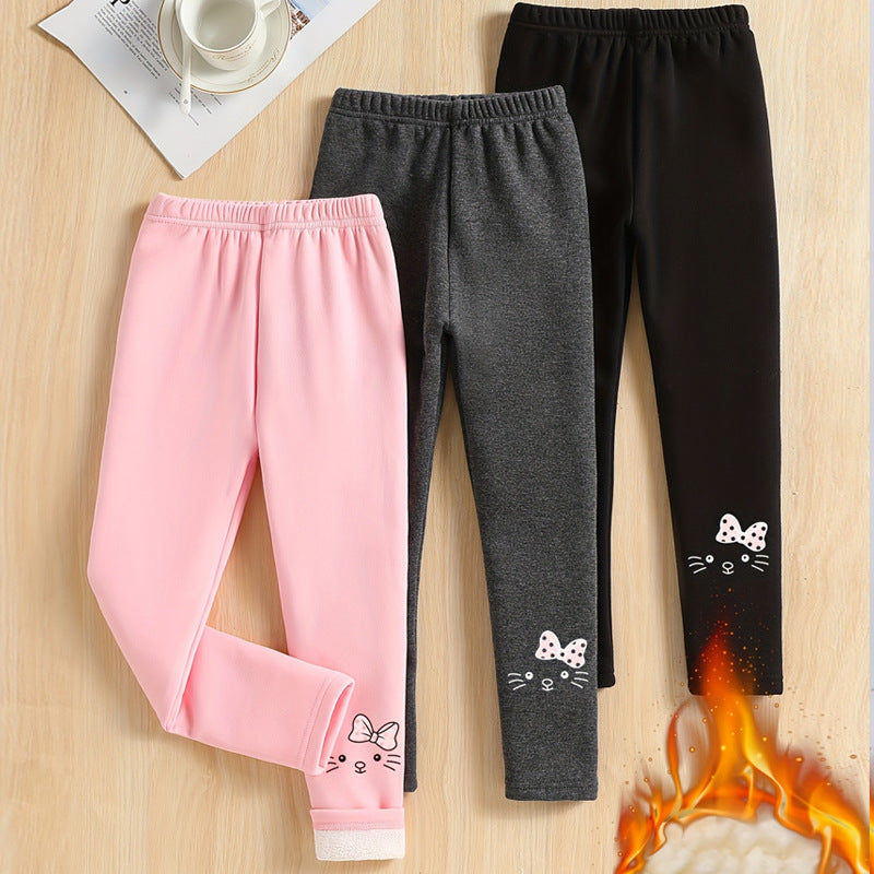 Childrens AutumnWinter Cartoon-Print Stretch Outwear Pants