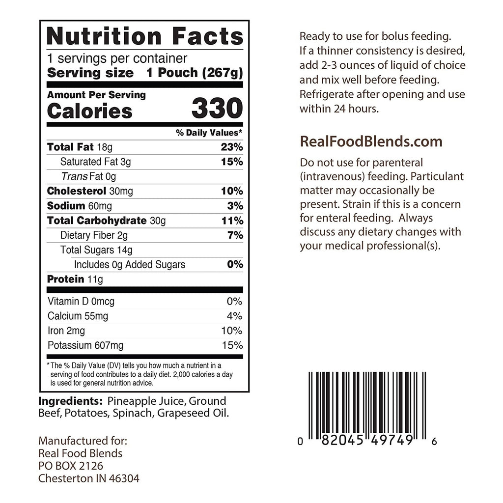 Real Food Blends™ Beef, Potatoes & Spinach Puree Blend for Tube Feeding, 9.4-oz. 176993
