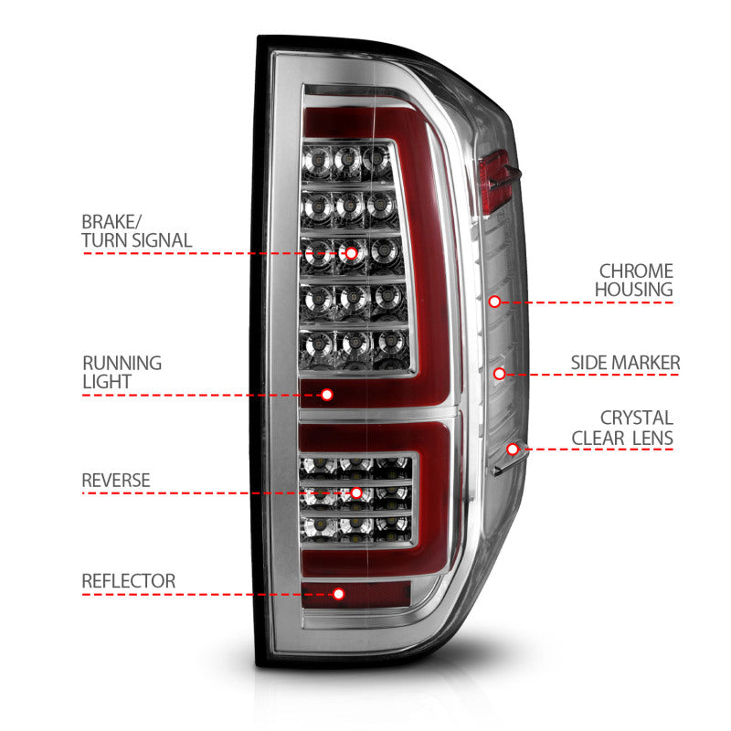 ANZO 2014-2021 Toyota Tundra LED Taillights Chrome Housing/Clear Lens 311438