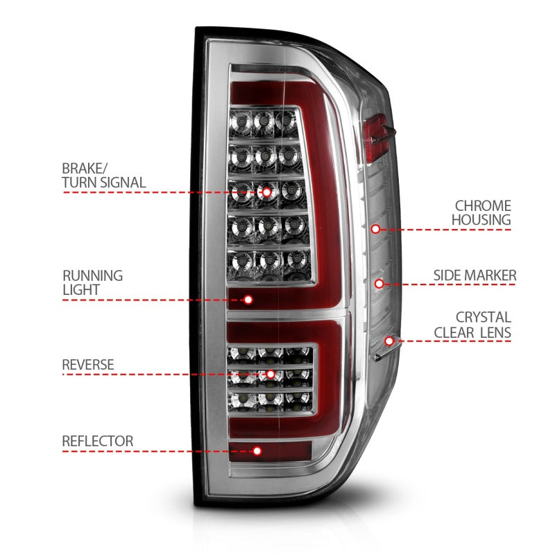 ANZO 2014-2021 Toyota Tundra LED Taillights Chrome Housing/Clear Lens 311438