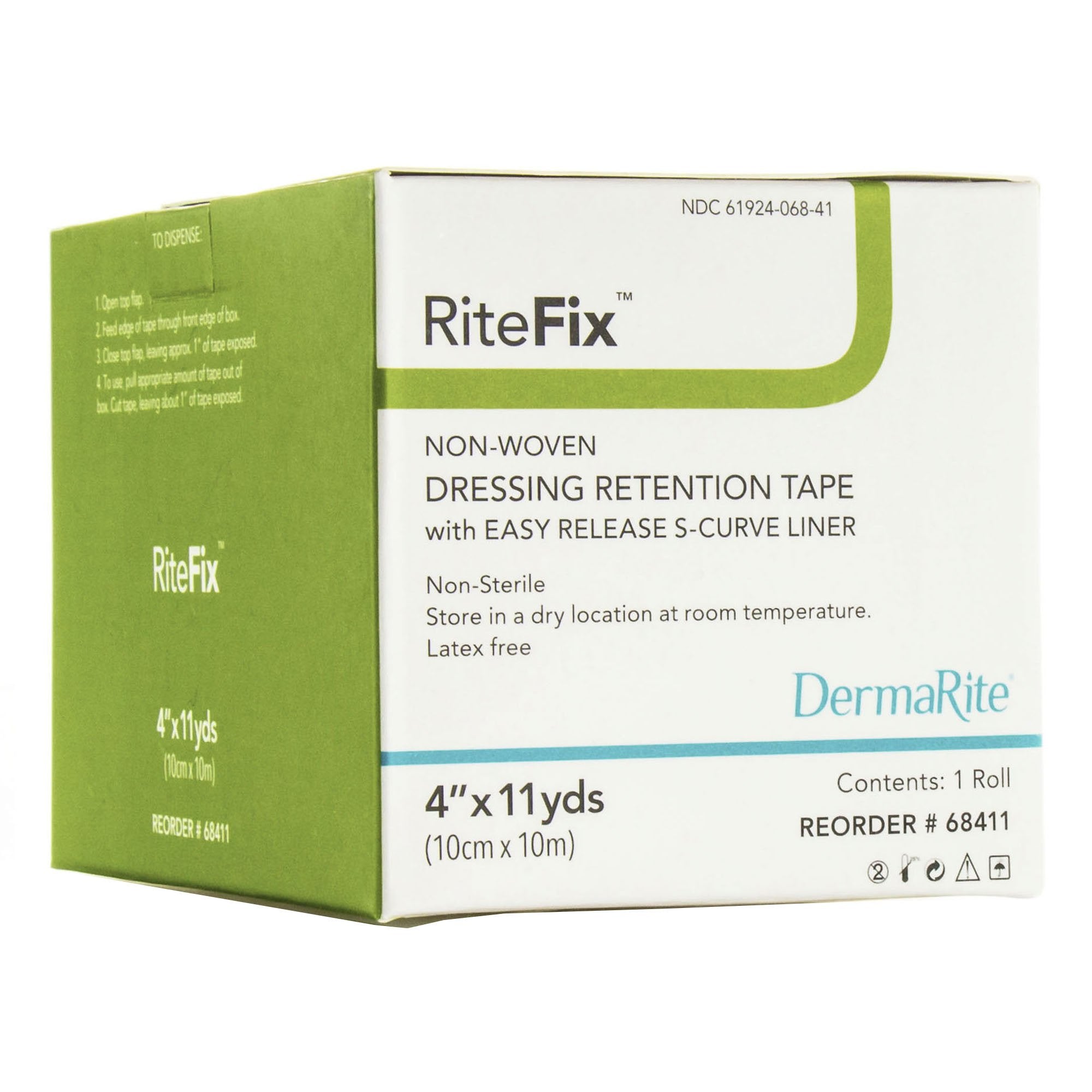 RiteFix™ Nonwoven Dressing Retention Tape, 4 Inch x 11 Yard, White 68411