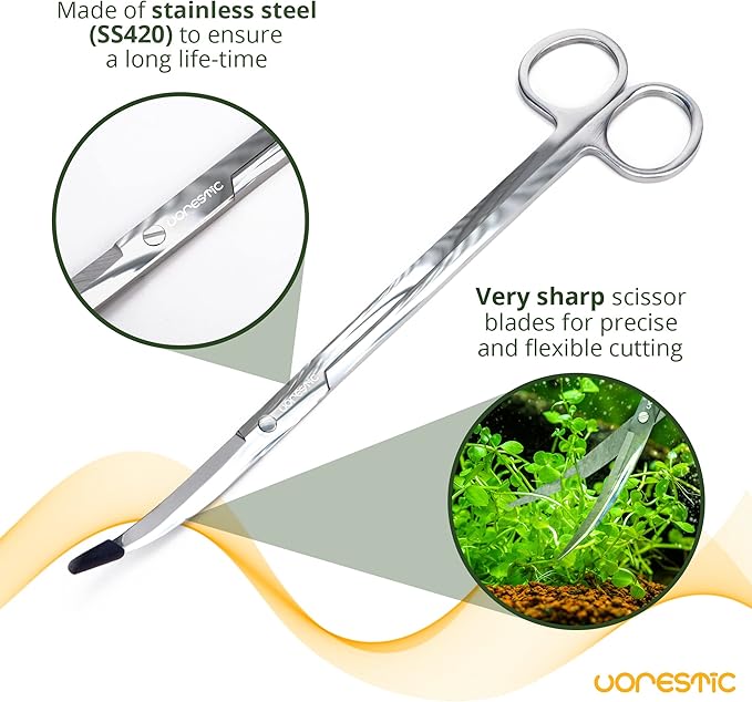 6Pcs Aquascape Tools, Terrarium Tools, Aquarium Kit with Stainless Steel Aquarium Tweezers Extra Long, Aquarium Scissors, Algae Scraper, and Spatula - Aquascaping Tools Set for Maintenance - PhishStones Products