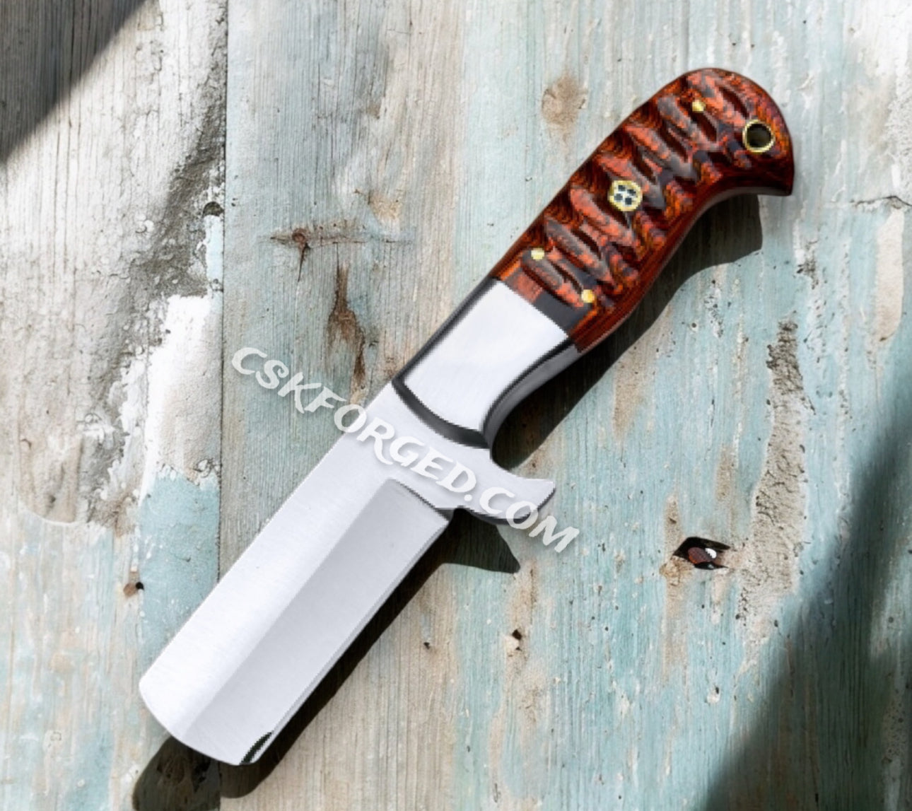 7" Handmade Cowboy Bull cutter knife with leather sheath - PhishStones Products