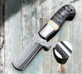 7" Handmade Damascus Cowboy Bull cutter knife with leather sheath - PhishStones Products