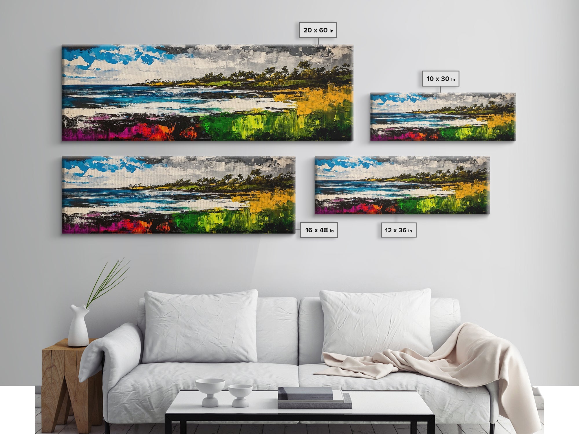 Abstract Landscape, Black White Green, Minimalist Art, Modern Wall Decor, Framed Canvas Print, Nature Inspired, Large Statement Art