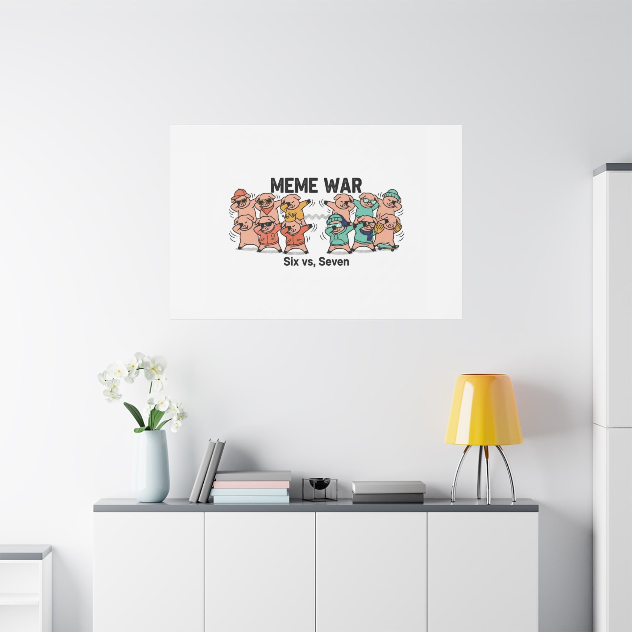 Meme War: Six vs. Seven Canvas Wall Art