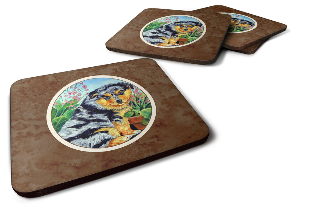 Australian Shepherd Puppy Foam Coasters Set of 4 Cup Coasters for Indoor Outdoor, Tabletop Protection, Anti Slip, Mouse pad Material