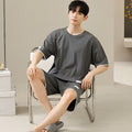 Men's Soft Short Sleeve 2 Casual Plus Size Pajamas Suit