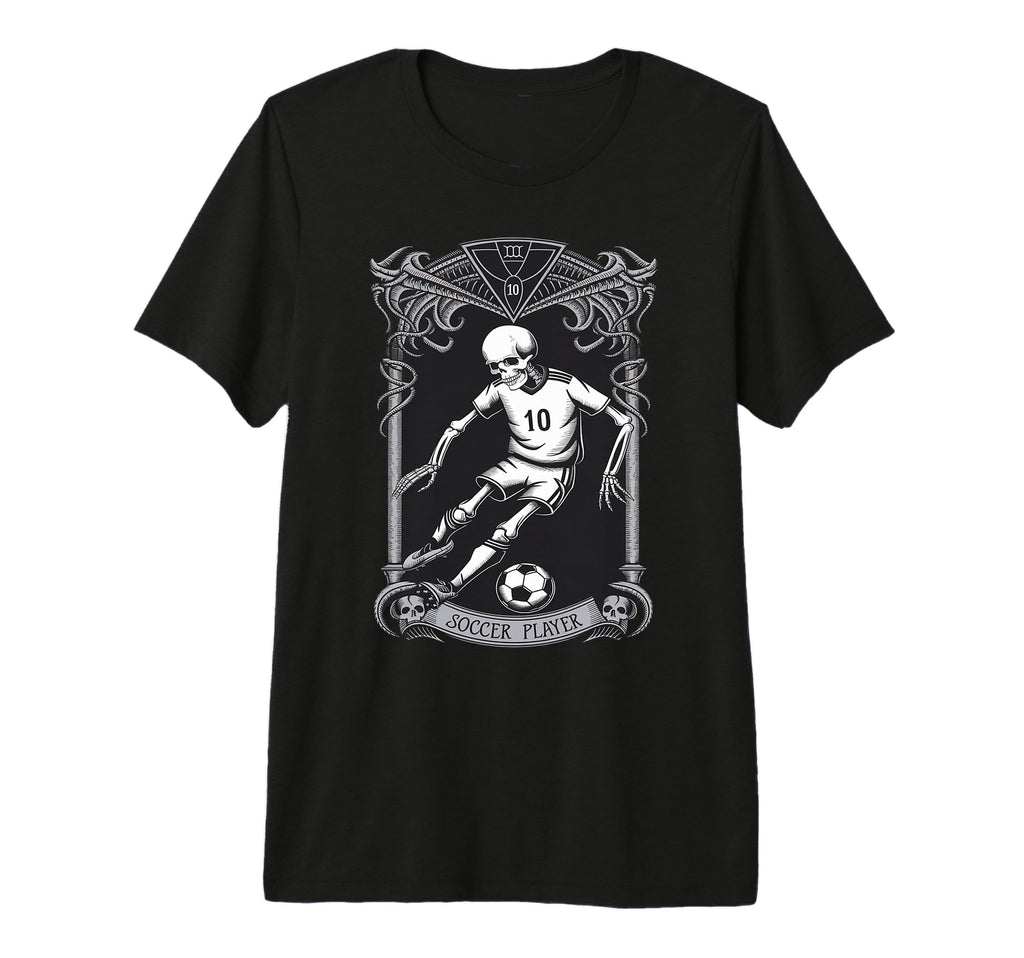 Skeleton Soccer Player Tarot Card T-Shirt - Custom Art Print for Adults