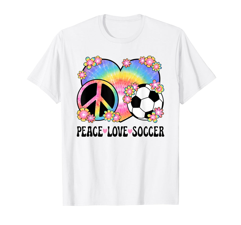 Peace Love Soccer Lover 60S 70S Hippie T-Shirt - Novelty Apparel Men Women